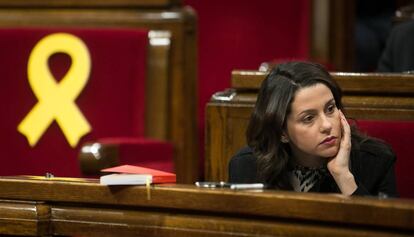 Inés Arrimadas, este jueves en el Parlament.