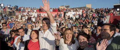 Pedro Sánchez y Susana Díaz, esta tarde en Granada.