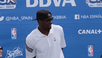 Serge Ibaka, en el torneo NBA 3X, en Barcelona.