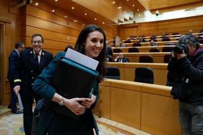 La ministra de Igualdad Irene Montero, este miércoles, en el Senado.