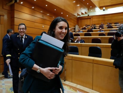 La ministra de Igualdad Irene Montero, este miércoles, en el Senado.