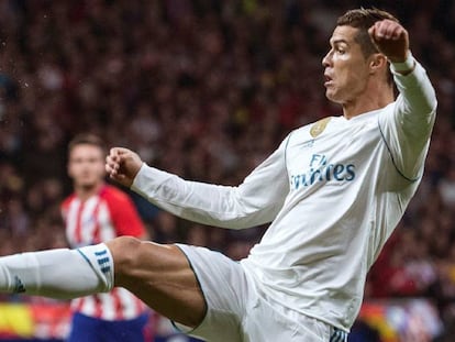 Cristiano Ronaldo durante el partido frente al Atletico de Madrid en el Wanda Metropolitano.