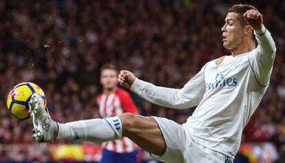 Cristiano Ronaldo durante el partido frente al Atletico de Madrid en el Wanda Metropolitano.