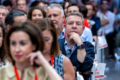 El presidente de Castilla-La Mancha, Emiliano García-Page, en el Comité Federal del PSOE este sábado en Madrid.