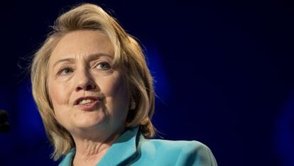 Hillary Clinton durante su discurso en Chicago.