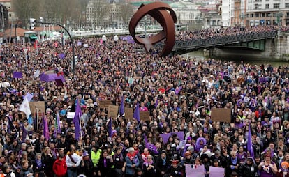 Manifestación feminista, el pasado 8 de marzo en Bilbao.