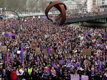 Manifestación feminista, el pasado 8 de marzo en Bilbao.