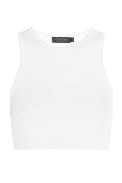 Cropped top en color blanco de Calvin Klein Collection (c.p.v).