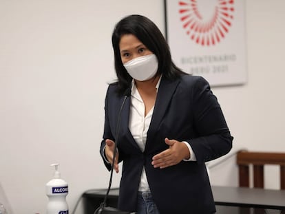 Keiko Fujimori durante la audiencia de este lunes, en Lima.