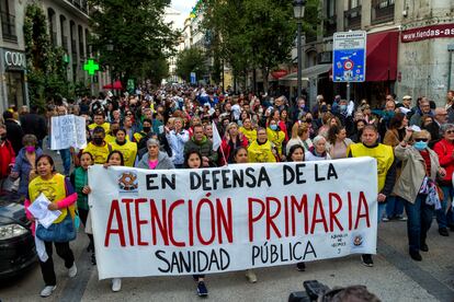 Manifestación en Madrid por la defensa de la sanidad pública.