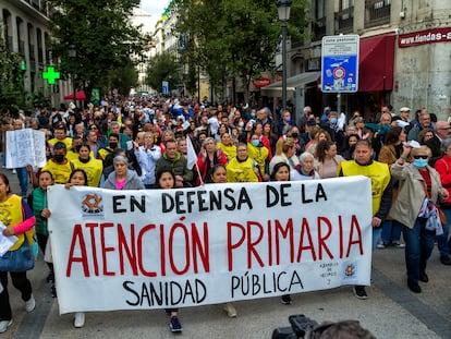 Manifestación en Madrid por la defensa de la sanidad pública.
