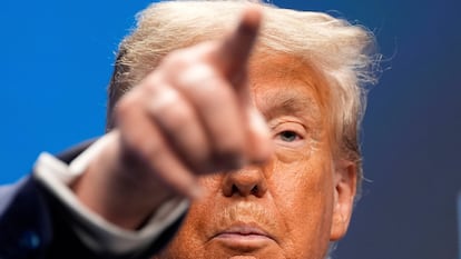 El presidente de Estados Unidos, Donald Trump, durante el cierre de la cumbre de la OTAN, este miércoles en La Haya.
