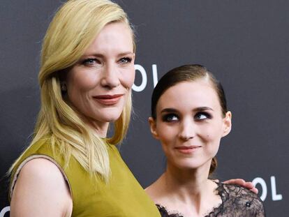 Ni Rooney Mara, quizá de las primeras en mostrar la evidencia. Juntas protagonizaron Carol, la cinta que convirtió en icono lésbico a Blanchett.