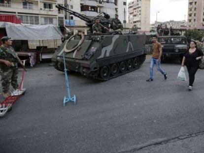 Un puesto de control militar en Dahie, Beirut, el 23 de septiembre. 