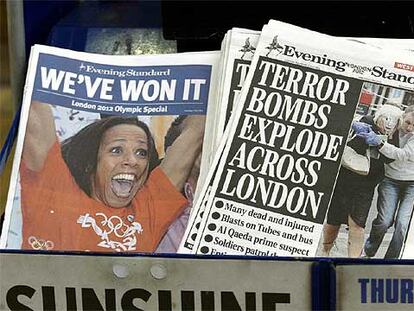 Edición especial del tabloide <b><i>Evening Standard</b></i>, en los quioscos londinenses.