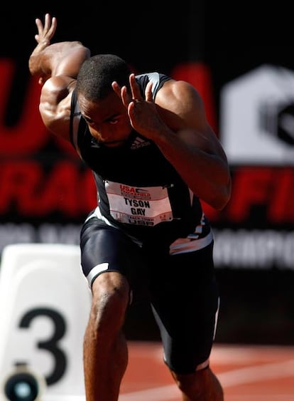 Tyson Gay, durante la carrera.