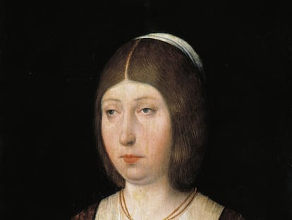 Retrato de Isabel la Católica, de autor anónimo, que está en el Museo del Prado. El cuadro fue realizado en torno a 1490, época en que ya tenía a su servicio a Sancho Paredes de Guzmán.