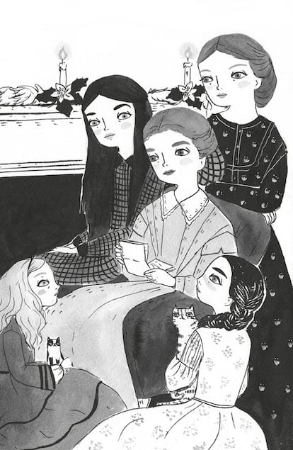 Imagen de interior del libro 'Mujercitas', de Louisa May Alcott, con ilustraciones de María Hesse, editado por Alfaguara.