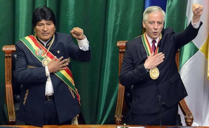 Toma de posesión del presidente de Bolivia, Evo Morales (i), y su vicepresidente, Álvaro García Linera, en La Paz, el 22 de enero de 2018. 