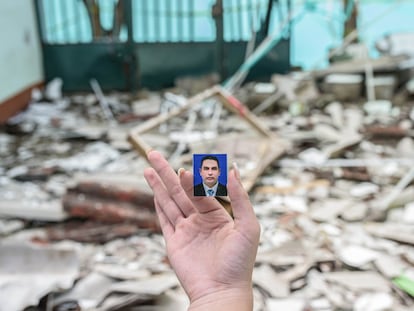 Retrato de Simeón Delgado, vigilante muerto en un atentado en Saravena, Arauca, el pasado mayo.