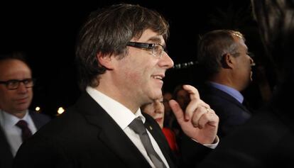 Carles Puigdemont durante la gala de entrega de premios de la Nit del Empresario.