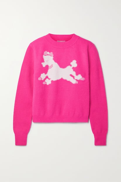 En rosa fucsia y con un caniche blanco tejido, no habrá una prenda más divertida en tu armario que este jersey de HVN.

460,06€