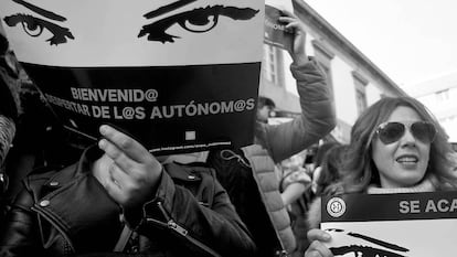 Manifestación de autónomos en Vigo el pasado febrero. 