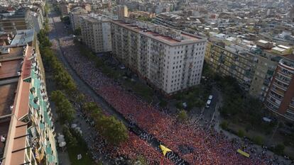 The packed streets of Barcelona during the Diada march on Friday afternoon. 