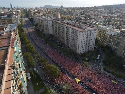 The packed streets of Barcelona during the Diada march on Friday afternoon.