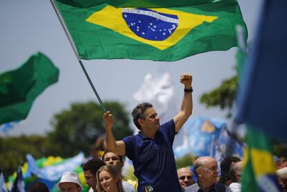 Aécio Neves, durante campanha no Rio de Janeiro no dia 19 de outubro.