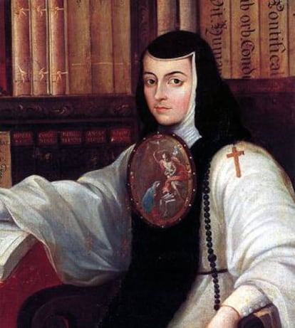 Fragmento del retrato de Sor Juana Inés de la Cruz, Miguel Cabrera, ca. 1750 (Castillo de Chapultepec).