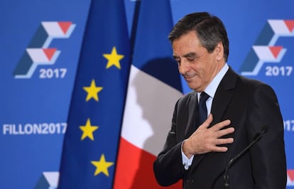 Francois Fillon, tras conocer su victoria en las primarias de la derecha francesa.