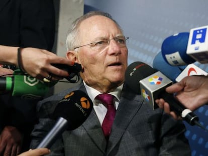 El ministro de finanzas alemán, Wolfgang Schäuble, en el encuentro empresarial "El desafío económico de Europa en 2014 y 2015", celebrado el lunes en Madrid.
