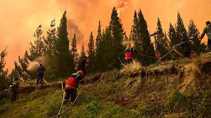 Incendio forestal en El Hoyo, Patagonia, el 8 de enero.