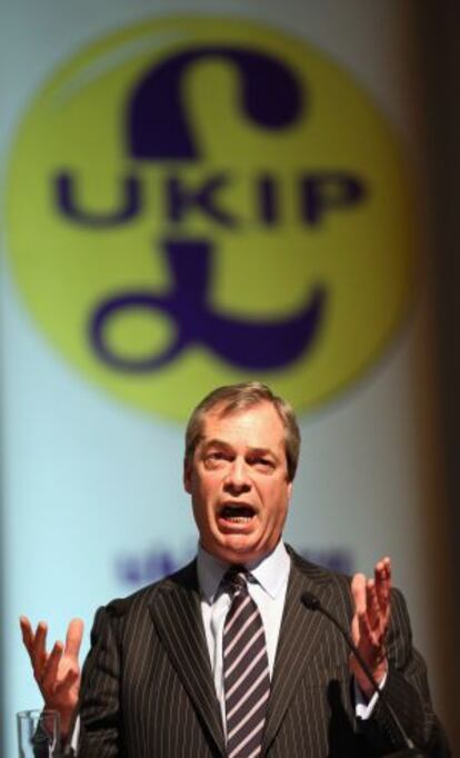 Nigel Farage, este sábado en Exeter.