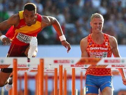 Orlando Ortega en las semifinales de los 110 metros vallas. 