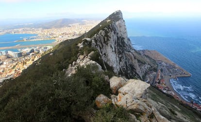 Vista aérea del Peñón de Gibraltar.