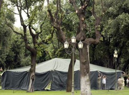 La jaima de Gaddafi, en los jardines de Villa Pamphili.