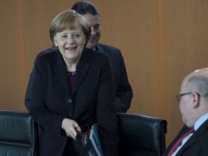 Angela Merkel durante una reuni&oacute;n este mi&eacute;rcoles en la Canciller&iacute;a en Berl&iacute;n.