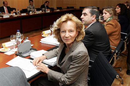 La ministra de Sanidad, Elena Salgado, al inicio de la reunión mantenida con los consejeros de salud.