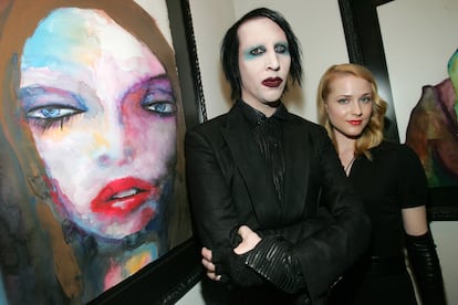 Marilyn Manson y Evan Rachel Wood en Los Ángeles (California), en 2006.
