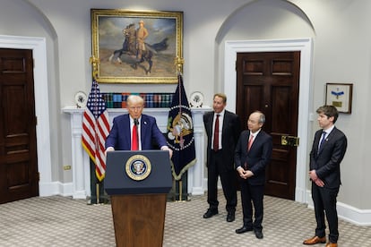 Donald Trump en la sala Roosevelt de la Casa Blanca en Washington, el 21 de enero de 2025.