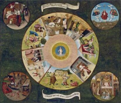 'La mesa de los pecados capitales', obra de El Bosco en el Museo del Prado.