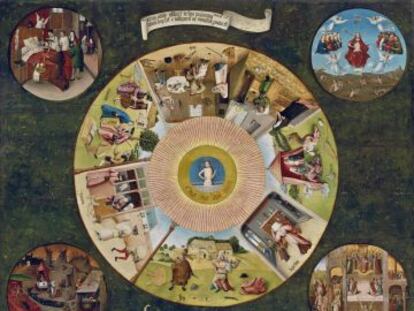 &#039;La mesa de los pecados capitales&#039;, obra de El Bosco en el Museo del Prado.