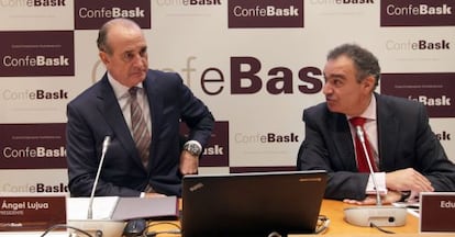 Miguel Ángel Lujua y Eduardo Arechaga presentan el informe de Confebask.