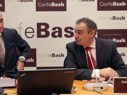 Miguel Ángel Lujua y Eduardo Arechaga presentan el informe de Confebask.