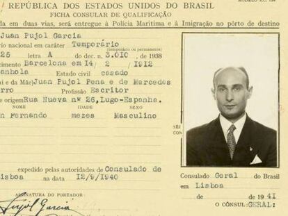 Ficha consular de Juan Pujol, el espía español conocido como Garbo.