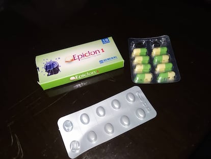 Pastillas de clonazepam de Noor, recetadas gratuitamente por el servicio de salud mental del hospital de Herat, en julio de 2024. Fotografía cedida por Noor.