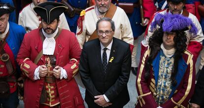 Quim Torra, amb els Miquelets, el passat 11 de setembre.