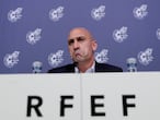 FILE PHOTO: Soccer Football - Spanish Football Federation Press Conference - Spanish Football Federation Headquarters, Las Rozas, Spain - June 19, 2019   Spanish Football Federation president Luis Rubiales during the press conference   REUTERS/Sergio Perez/File Photo